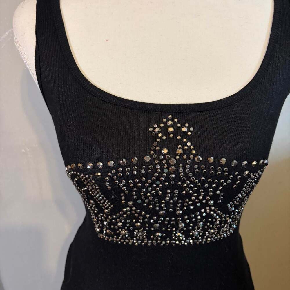 Jane Y2K Rhinestone Crown Ribbed Racerback Tank Top - Picture 2 of 4